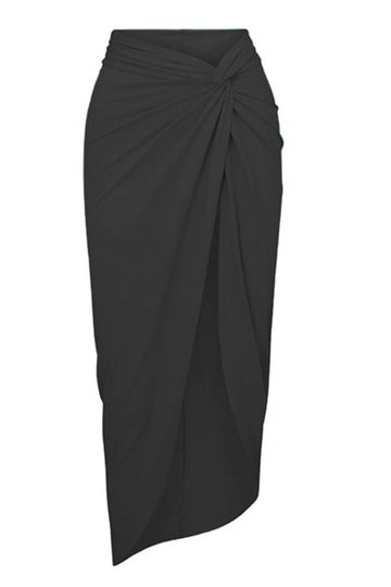 Black One Piece Cut Out Beach Bikini with Cover Up